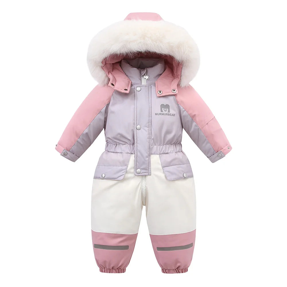 Children's Waterproof Hooded Ski Suit Jumpsuit