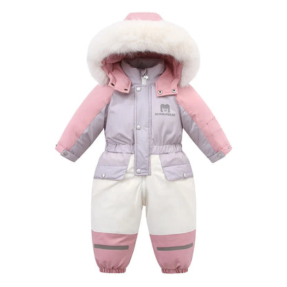 Children's Waterproof Hooded Ski Suit Jumpsuit