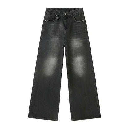IEFB Vintage Camouflage Men's Loose Denim Jeans Old Blue