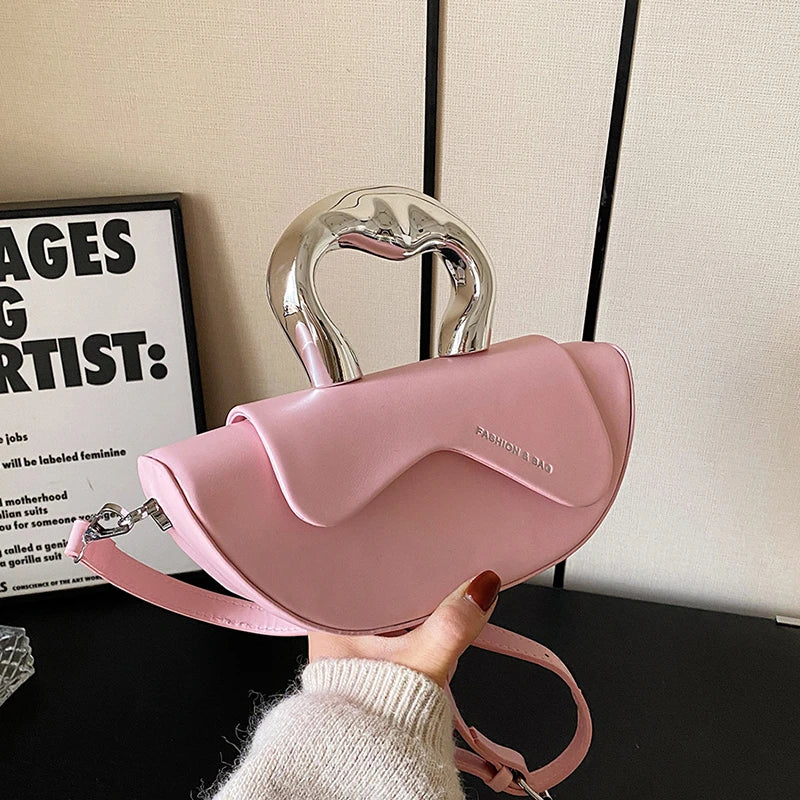Solid PU Shoulder Bag with Hasp Compartment
