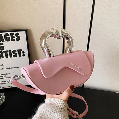 Solid PU Shoulder Bag with Hasp Compartment