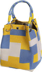Mini Knitted Bucket Bag Women Colorblock Wristlet Purse