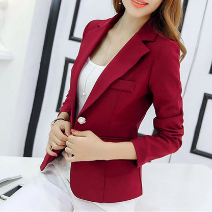 Black Women Slim Blazer Office Work Jacket