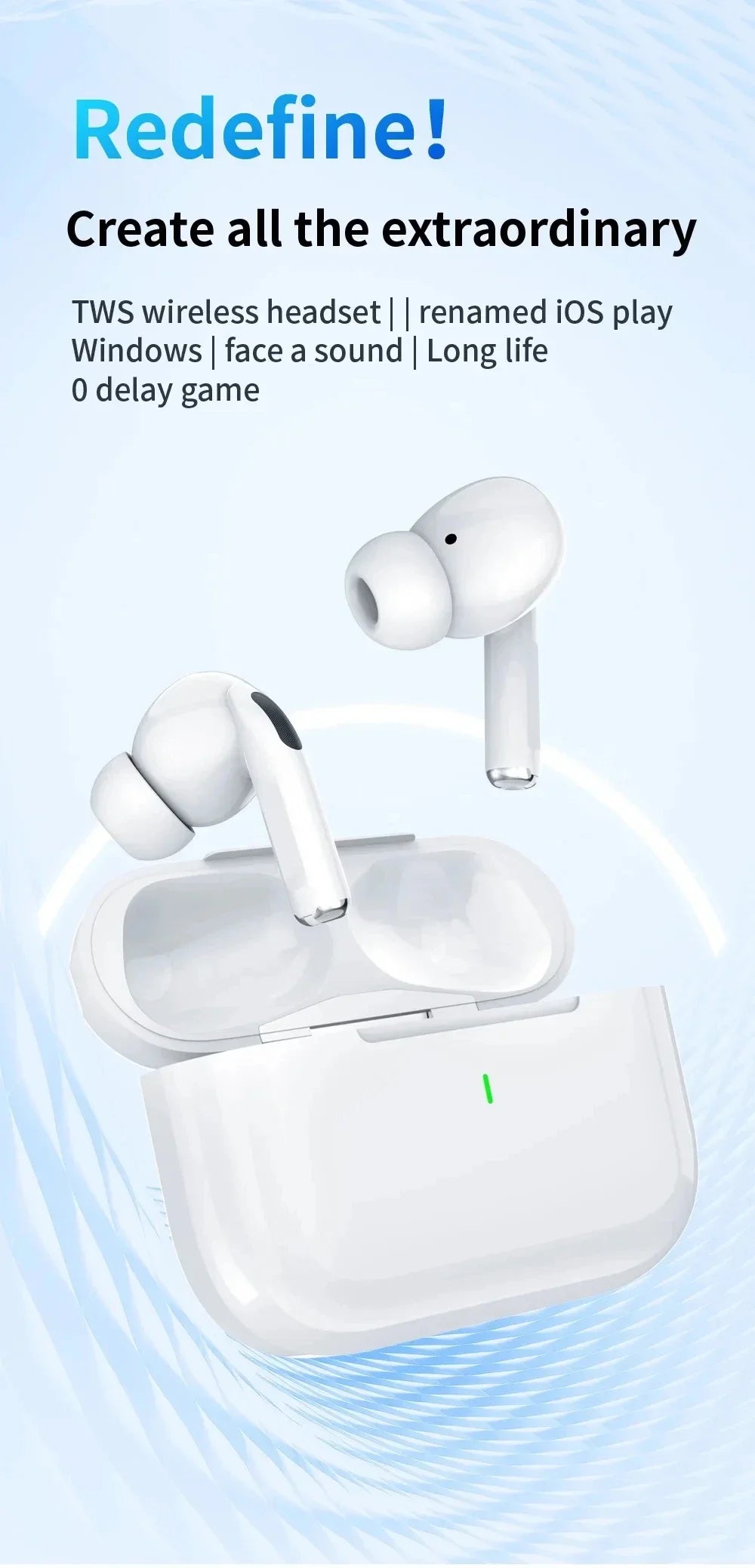 For Air Pro5 Wireless Bluetooth Earbuds with Noise Cancelling