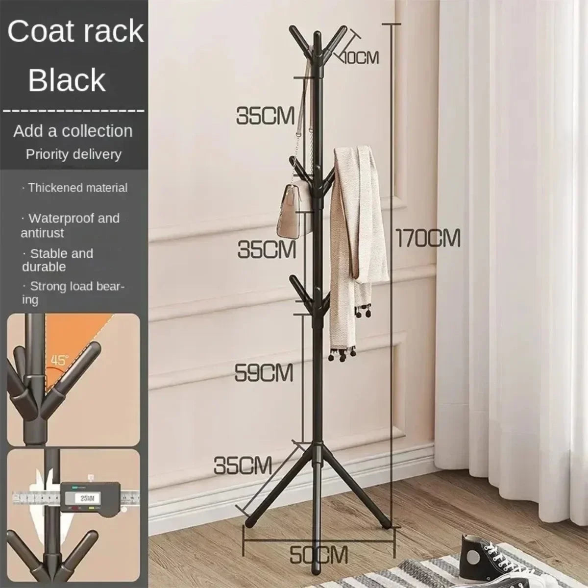 Vertical Clothes And Hats Rack - Plastic Coat Hook