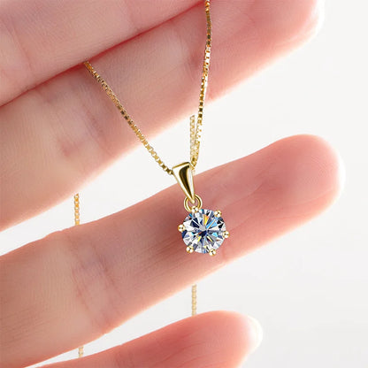 Moissanite Pendant Necklace 925 Sterling Silver Women