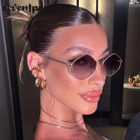 Small Frame Hexagon Punk Sunglasses for Women