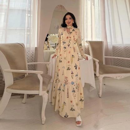 Elegant Printed A-Line Women's Dress in Polyester