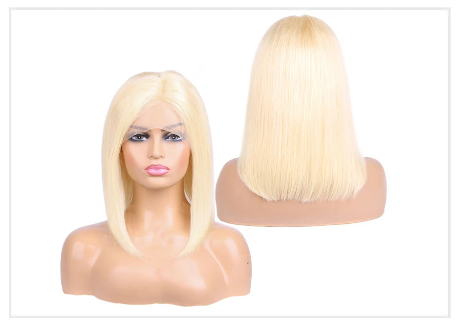 613 Blonde Bob Human Hair Lace Frontal Wig