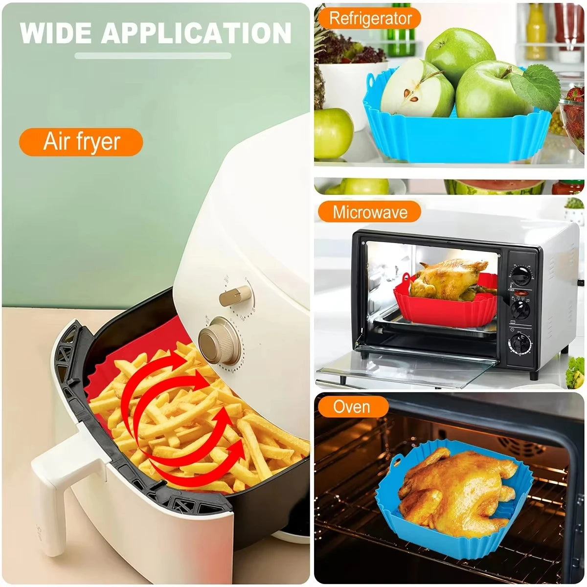 Silicone Air Fryer Pot Tray Baking Mold for Kitchen