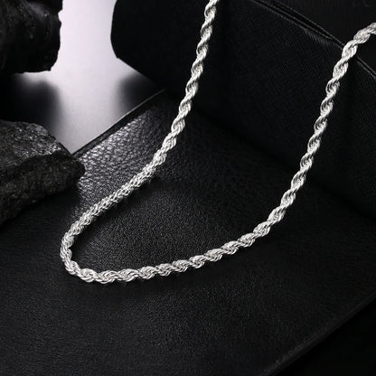 4MM Rope Chain 925 Sterling Silver Necklace Unisex