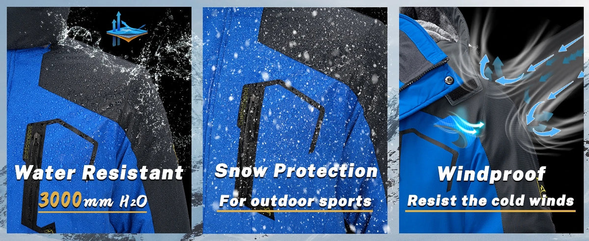 Men's Waterproof Fleece Ski Jacket Parka