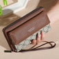 Men's Faux Leather Double Layer Wallet with Zippered Card Holder