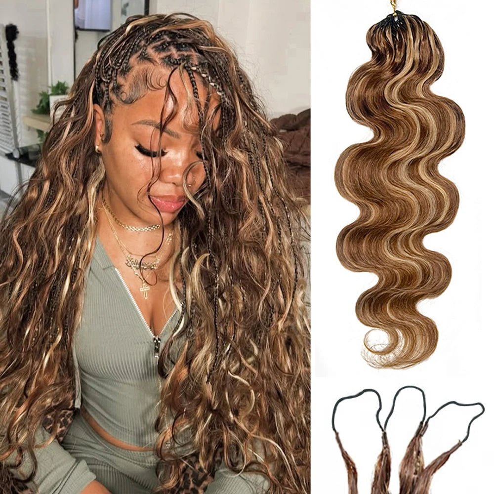 Highlight Body Wave Feathered Crochet Human Hair Extensions