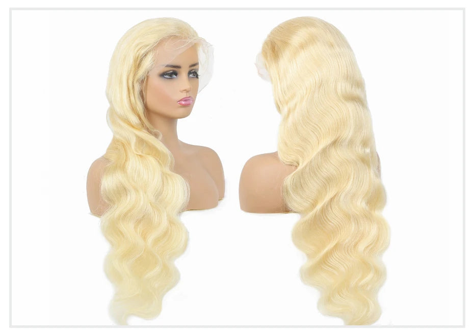 613 Honey Blonde Body Wave Human Hair Wig 360 Lace Frontal