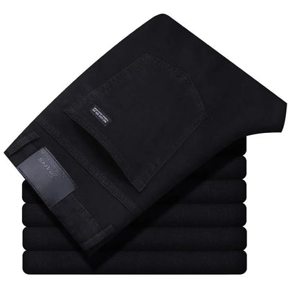 Men's Soft Stretch Black Denim Biker Jeans