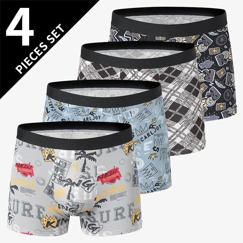 Men's Printed Fashion Boyshorts Plus Size Swim Trunks
