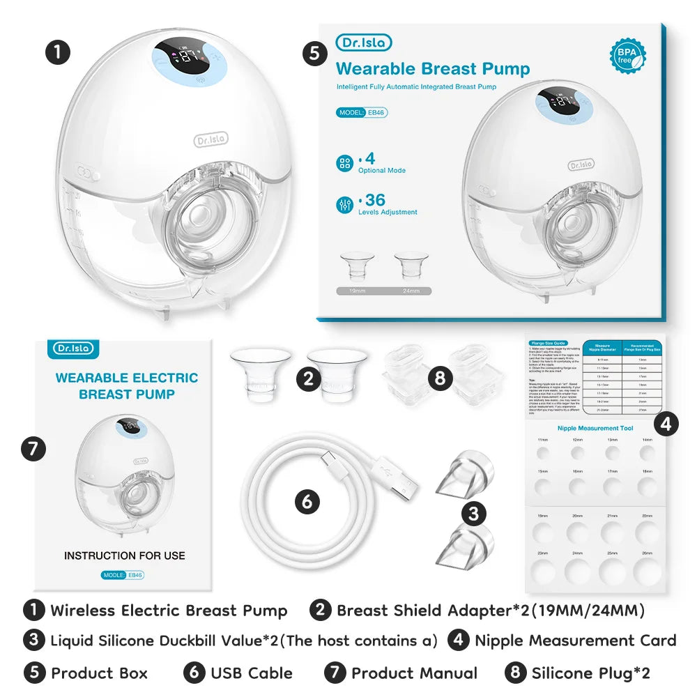 Wearable Electric Breast Pump with LED Display