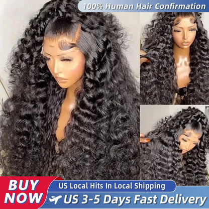Water Deep Wave Human Hair Lace Front Wig 30 Inch