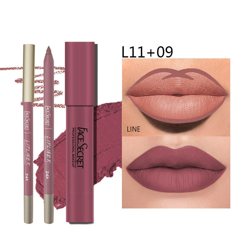 Matte Lipliner and Lipstick Set Waterproof Long Lasting