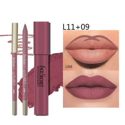 Matte Lipliner and Lipstick Set Waterproof Long Lasting