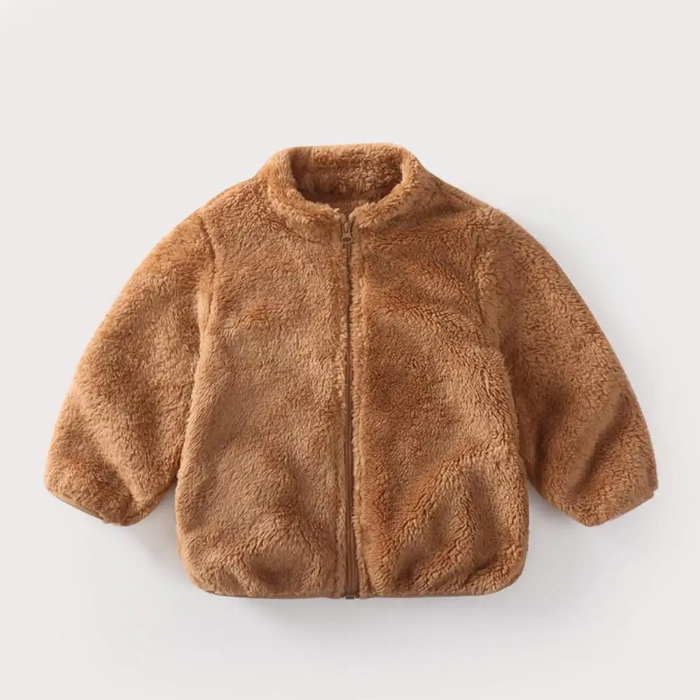 Plush Coat for Children in Solid Color