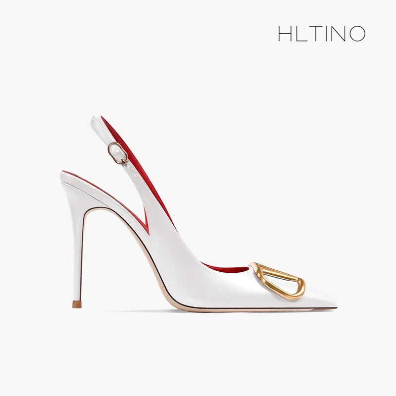 Black Slingback Sandals for Women with High Heels