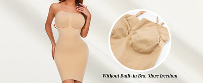 Strapless Shapewear Slip for Women Tummy Control Black Beige White