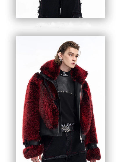 Thick Warm Patchwork Faux Fur Coat for Men