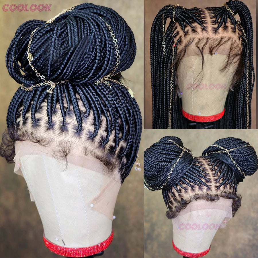 Cornrows Braided Wig 36 Inches Synthetic Hair Black