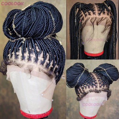 Cornrows Braided Wig 36 Inches Synthetic Hair Black