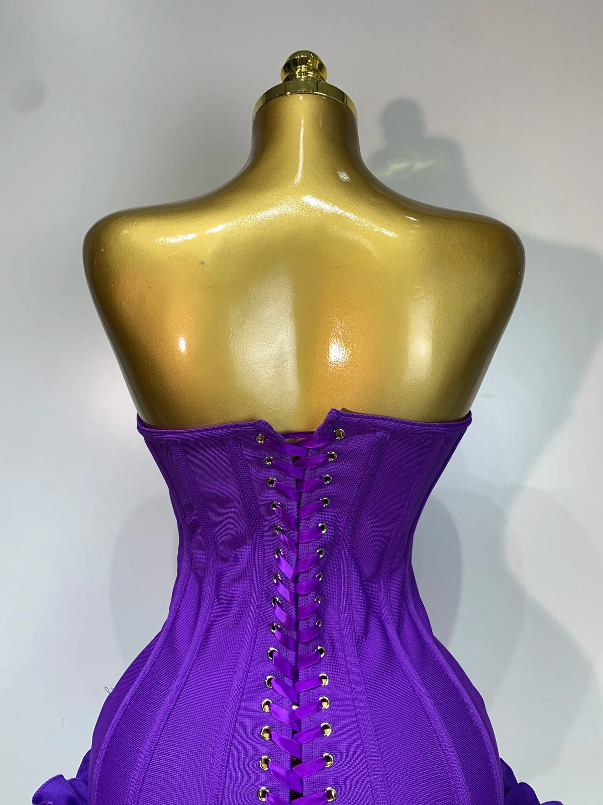 Women Strapless Backless Flower Embellished Mini Dress