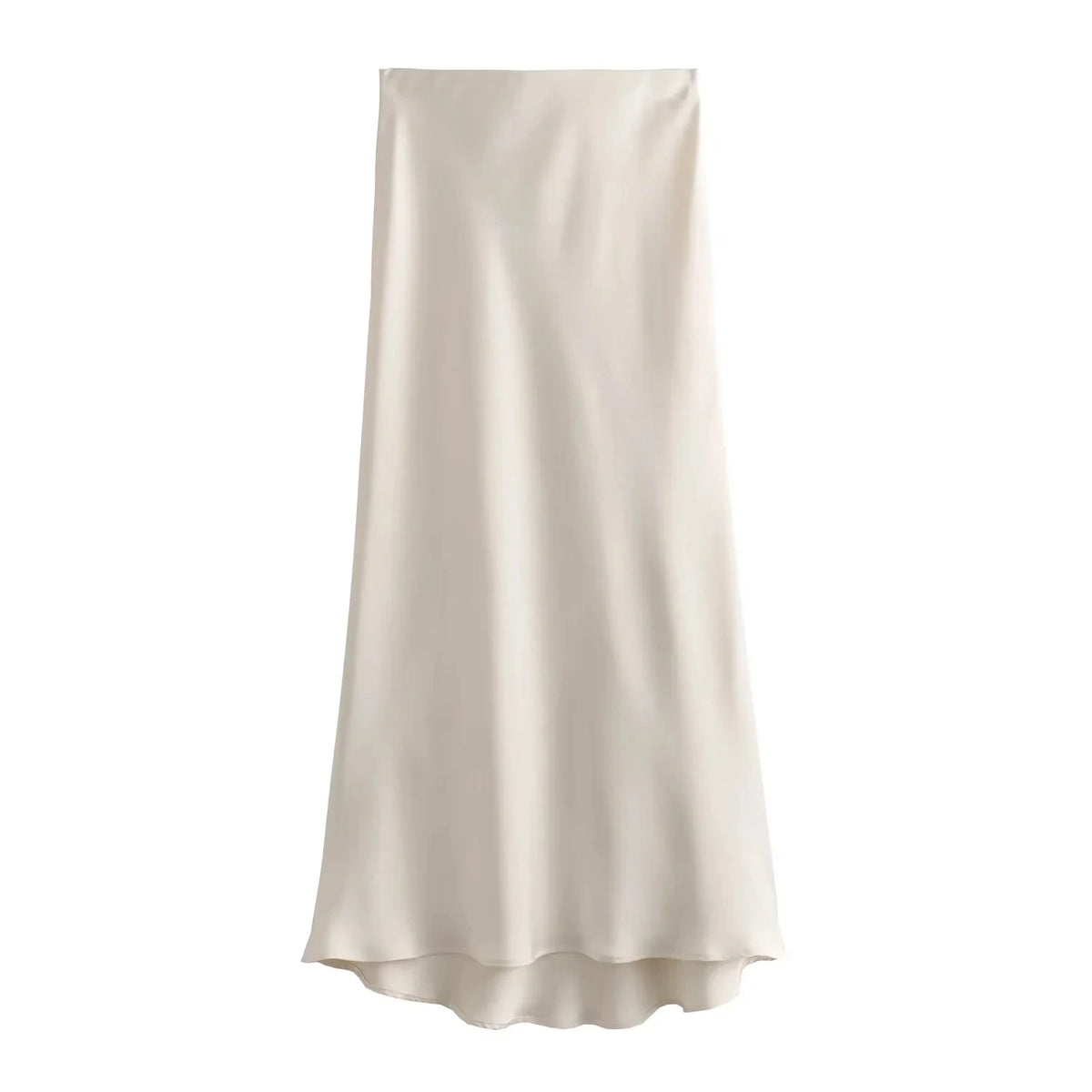 Vintage Satin Solid Long Skirt Women High Waist