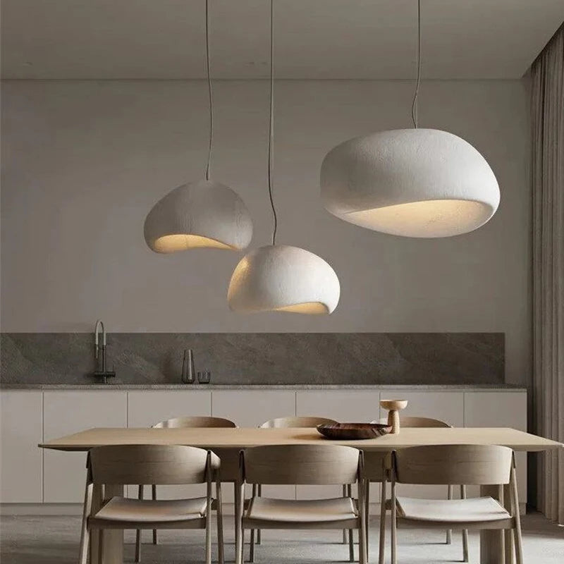 Nordic Wabi Sabi Pendant Lamp Brushed Nickel LED Chandelier