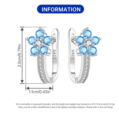 S925 Sterling Silver Iris Flower Hoop Earrings for Women