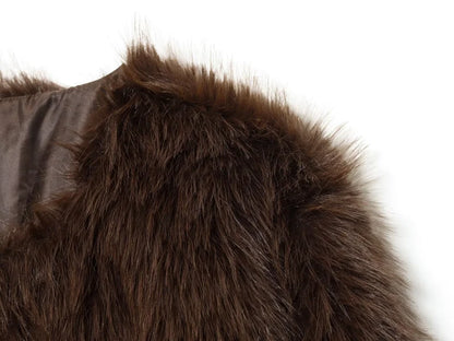 Women's Faux Fur Round Neck Short Jacket