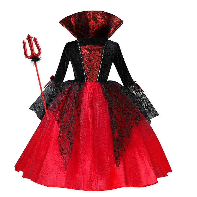 Halloween Vampire Dress for Kids in Scarlet Gothic Style