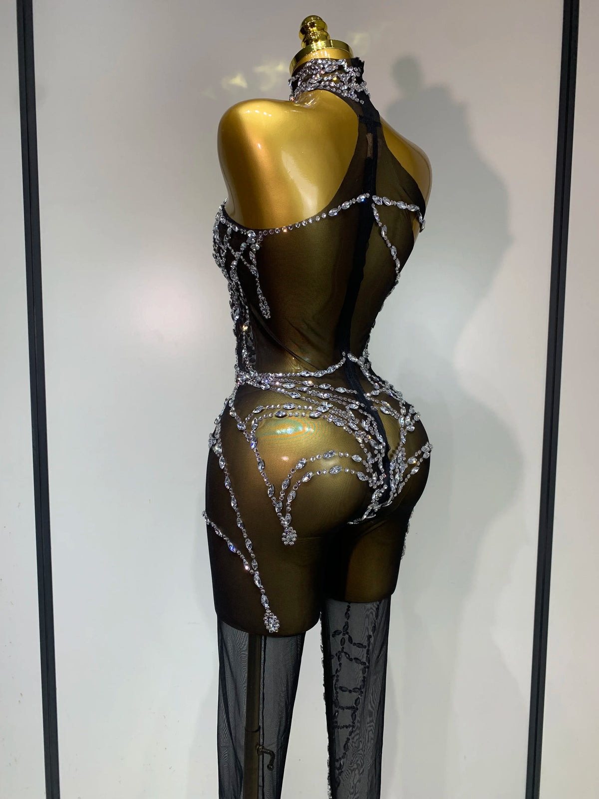 Sparkly Diamond Mesh Jumpsuit for Women