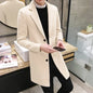 Men's Long Cotton Windbreaker Jacket Casual Slim Fit
