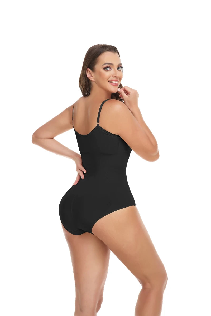 Women Seamless V-Neck Bodysuit Shapewear Red Blue