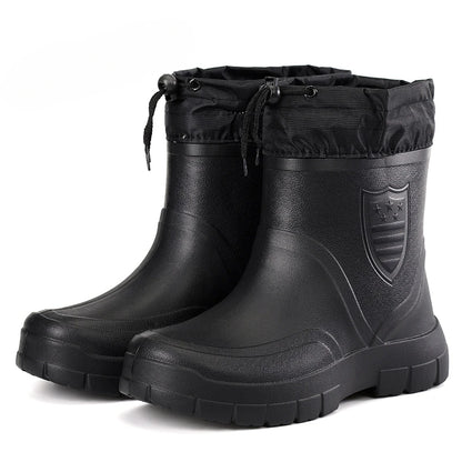Men's Waterproof Velvet Rain Boots Casual Short Boot