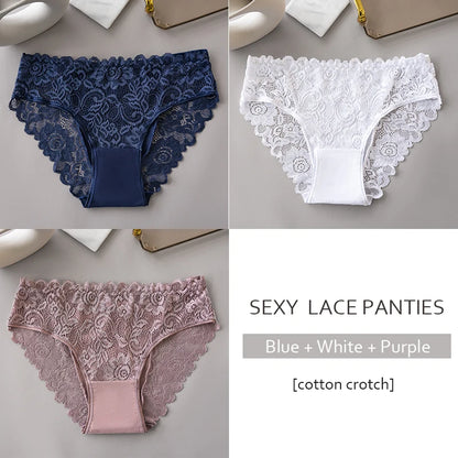 3PCS Set Floral Lace Briefs Women Underwear