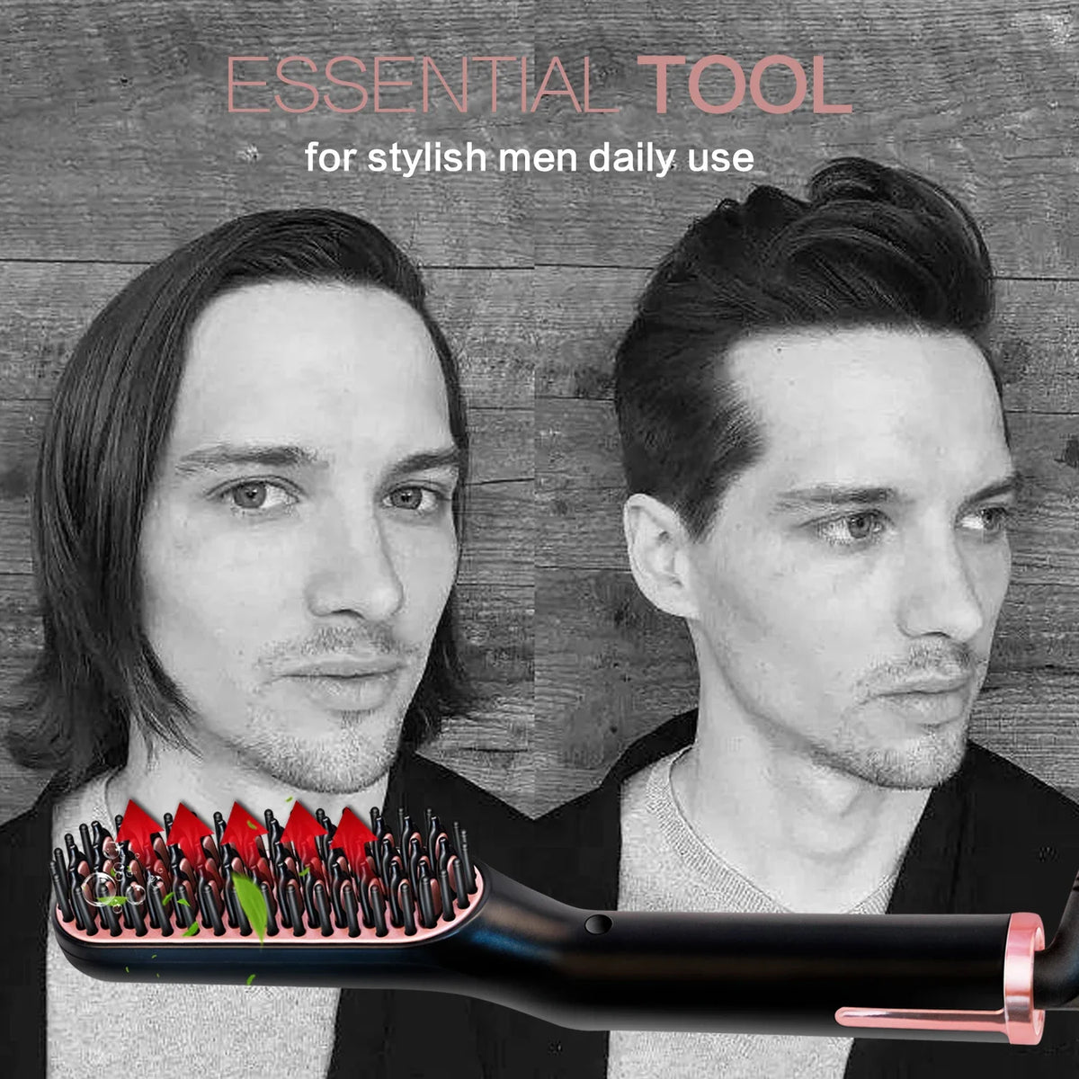 Men's Electric Beard Straightener Brush Wet and Dry Styler