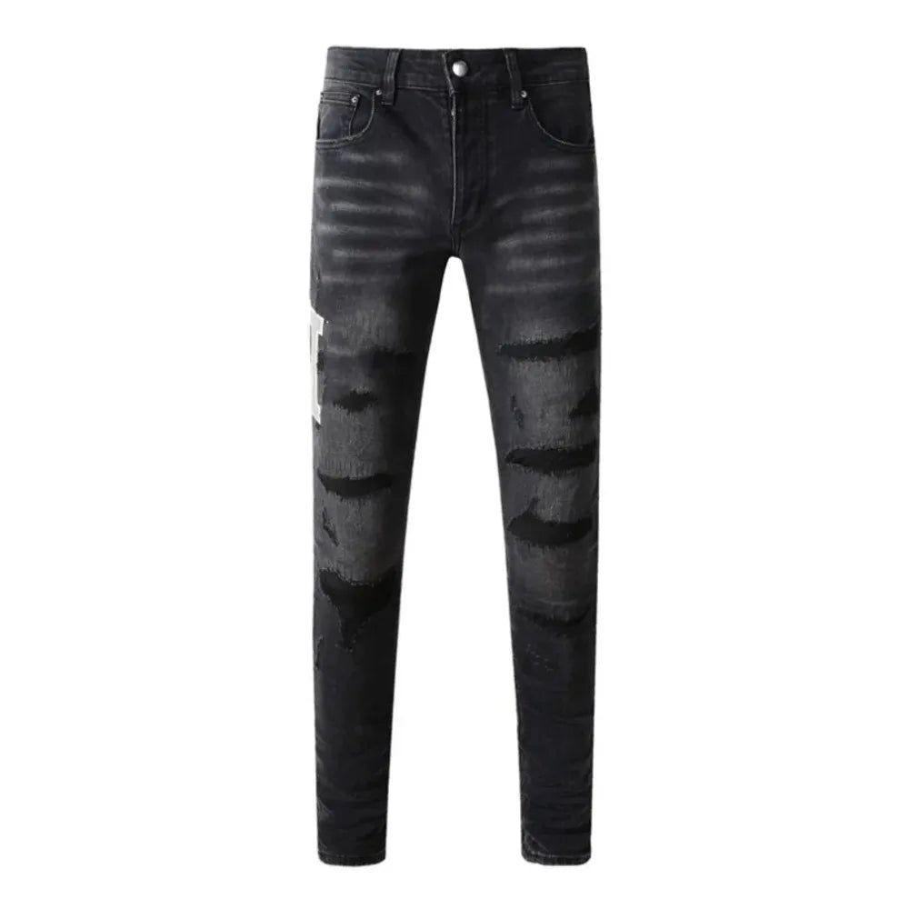 Men's Retro Wash Low Rise Elastic Skinny Denim Jeans