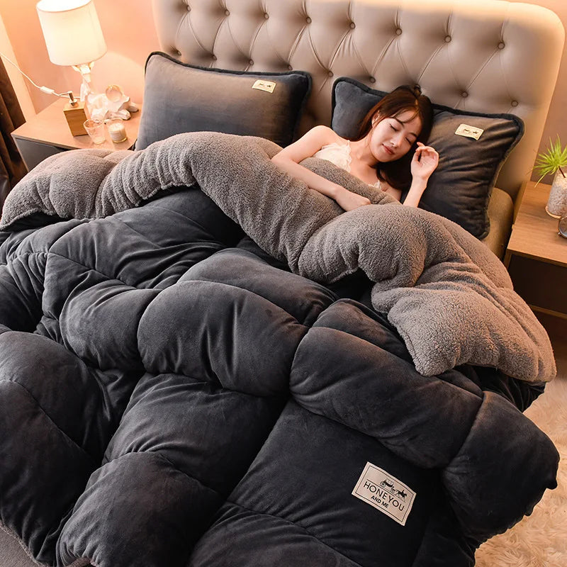 Lamb Fleece Blanket Double-Sided Velvet Warm Quilt