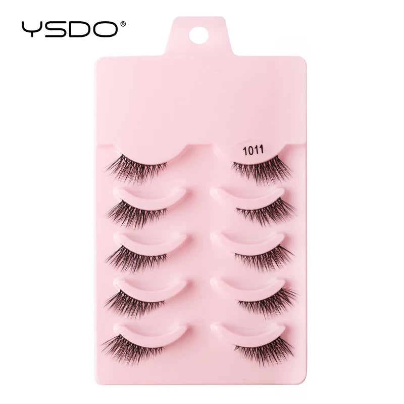 YSDO 5/10 Pairs Natural Soft Black Half Lashes