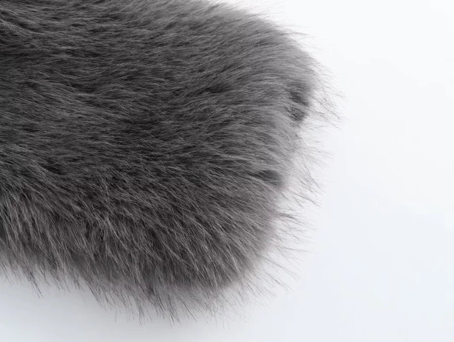 Women's Faux Fur Round Neck Short Jacket