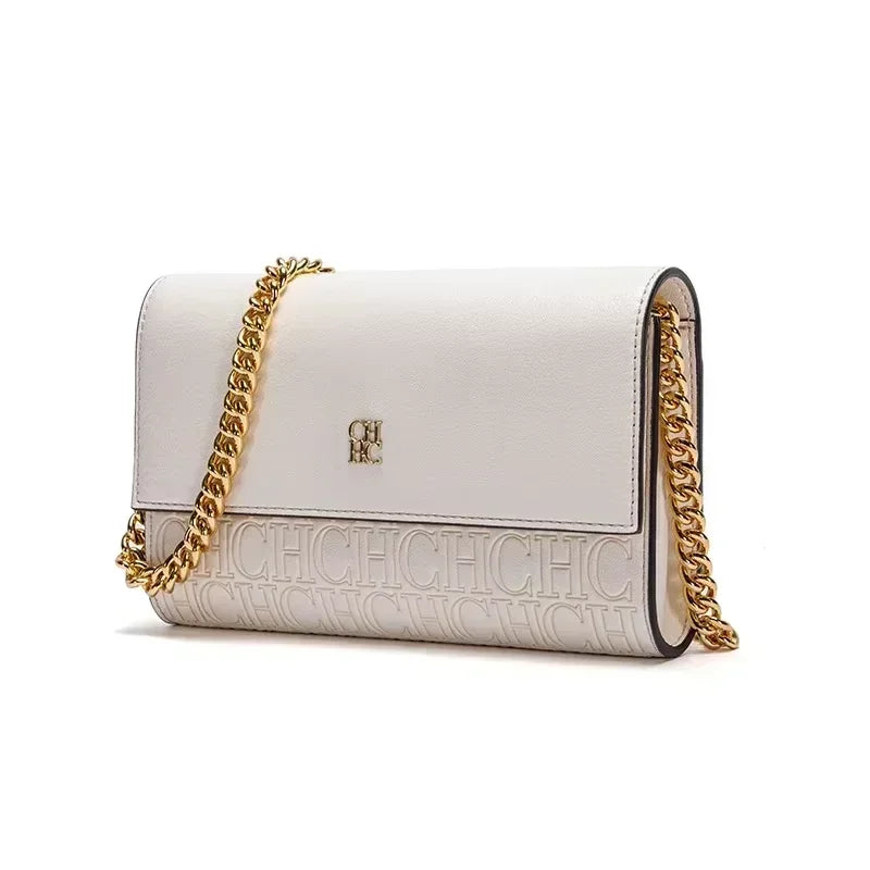 CH Women PU Leather Crossbody Bag with Metal Chain