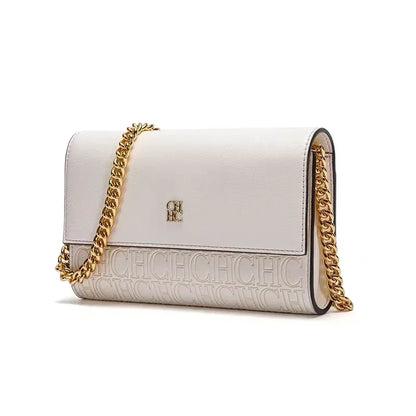 CH Women PU Leather Crossbody Bag with Metal Chain