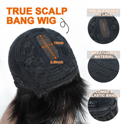 Straight Brazilian Human Hair Bob Wig With Bangs